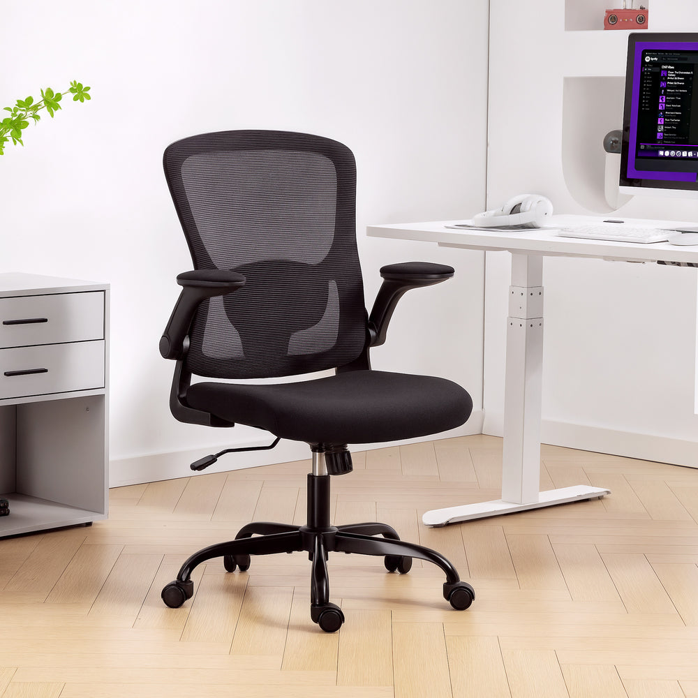 Ergonomic mesh office chair with 4D lumbar support, black