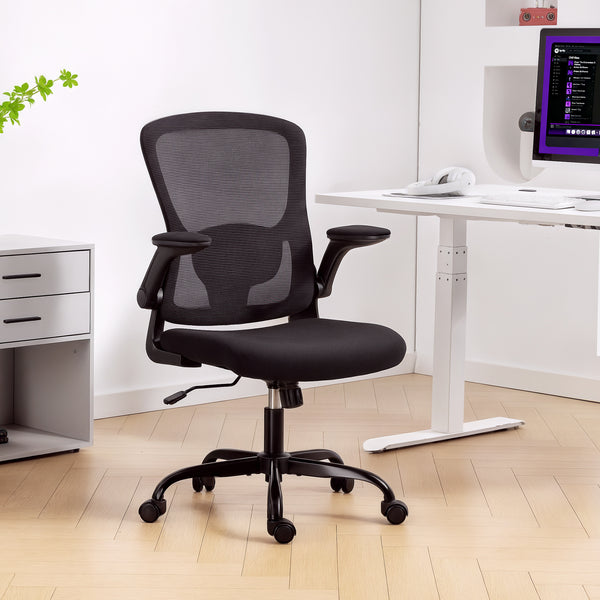Ergonomic mesh office chair with 4D lumbar support, black