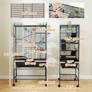 5-tier rolling cage with tray for Syrian rodents, gerbils and rats.