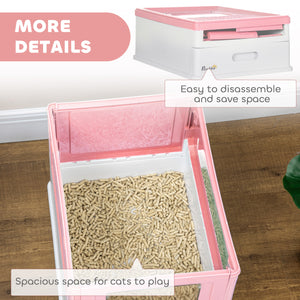 Enclosed litter box with scoop and tray, pink