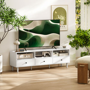 TV stand up to 75 inches with 3 storage shelves and 3 drawers, white