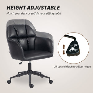 Adjustable height swivel office chair in faux leather, black
