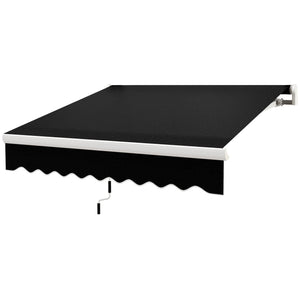 8'x7' Patio Awning Manual Retractable Sun Shade Outdoor Deck Canopy Shelter, Black