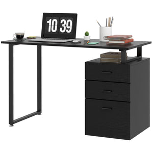 Modern Computer Desk with Storage Drawers, Black