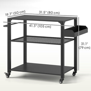 3-tier garden trolley with storage rack