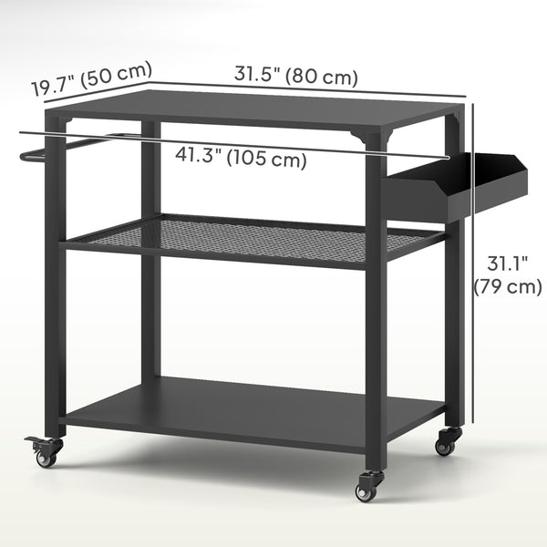3-tier garden trolley with storage rack