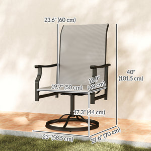 Set of 2 outdoor swivel high-back chairs, light gray