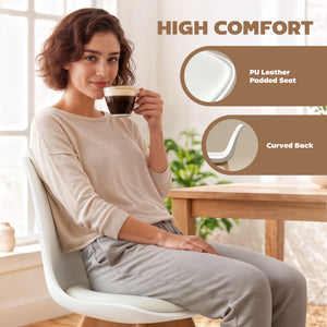 Set of 6 rubberwood dining chairs with PU leather cushions for living room, bedroom