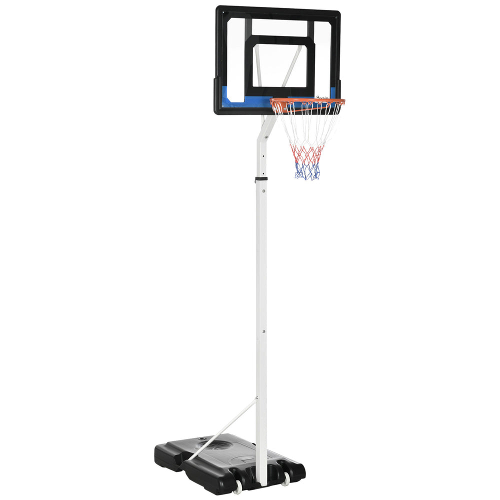 Adjustable basketball hoop with sturdy backboard and weighted base