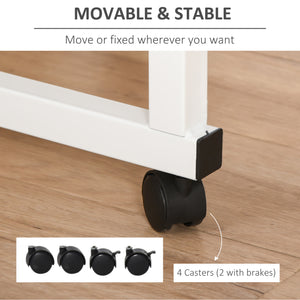 Height Adjustable Mobile Standing Desk with Casters, Natural Wood