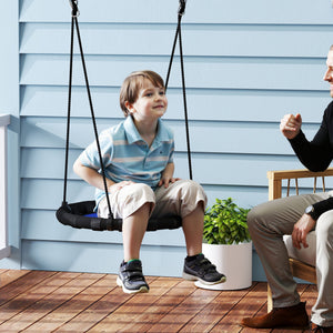 Children's swing with adjustable suspension ropes, blue