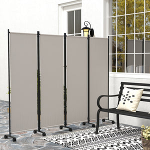 Folding screen with wheels, cream white