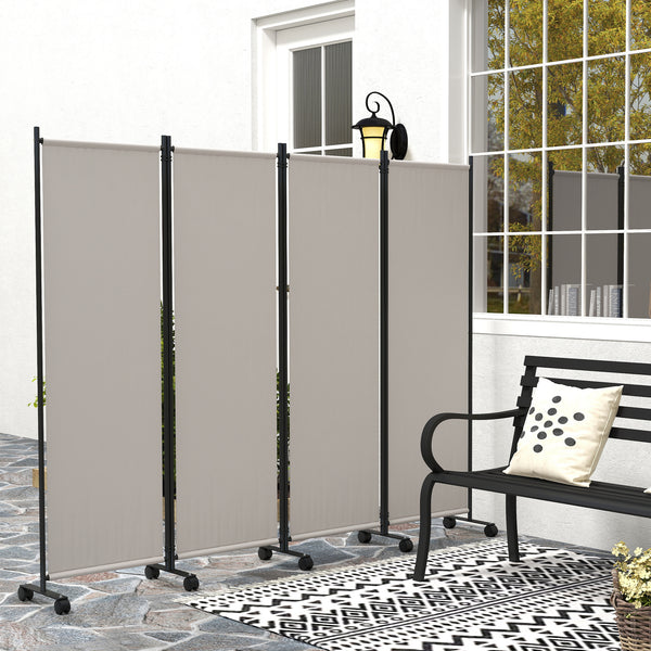 Folding screen with wheels, cream white