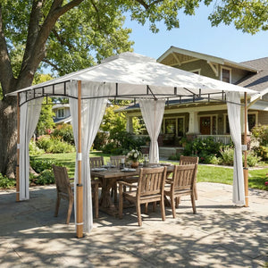 10' x 12' patio gazebo with double roof, UPF50+ protection and mosquito netting, cream white 