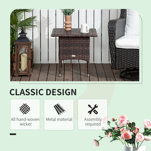 Patio coffee table in woven resin, brown color