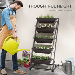 5-tier raised vertical planter with 5 containers