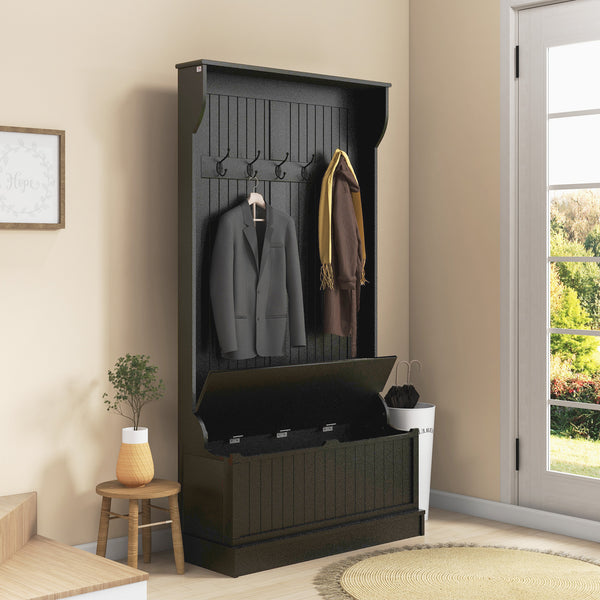 3-in-1 Hallway Unit with Coat Rack, Black 