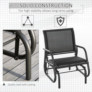 Rocking chair with breathable mesh seat and back, black