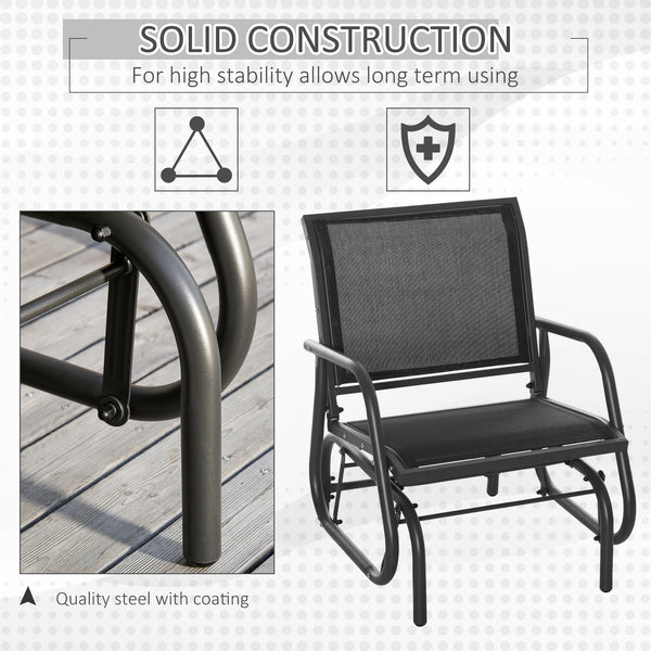 Rocking chair with breathable mesh seat and back, black