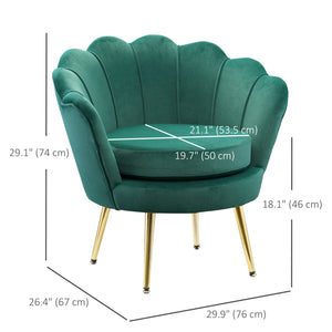 Lotus velvet fabric accent chair with gold metal legs, dark green