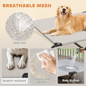 Elevated dog bed with breathable mesh, beige
