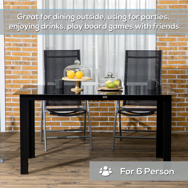 Rectangular black aluminum garden table