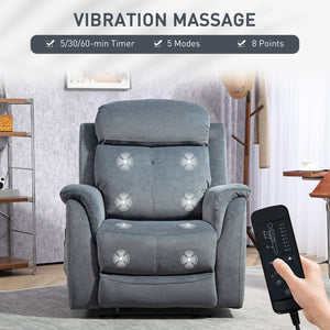 Recliner Chair with Vibration Massage and Side Pockets, Dark Gray