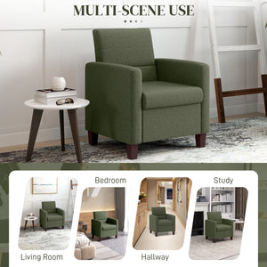 Fabric armchair with seat cushion and non-slip glides, dark green