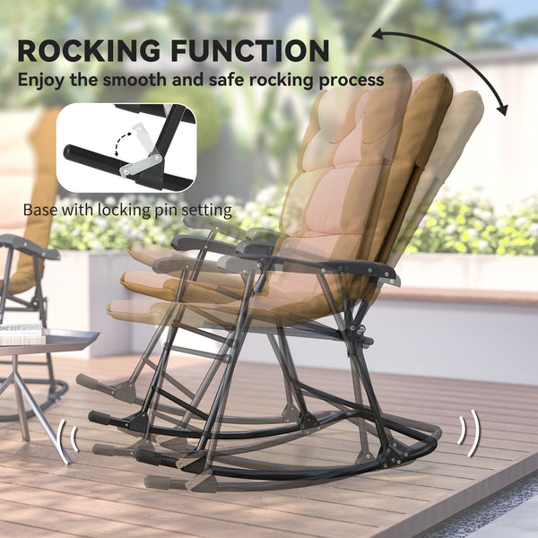 Set of 2 folding outdoor rocking chairs, light brown