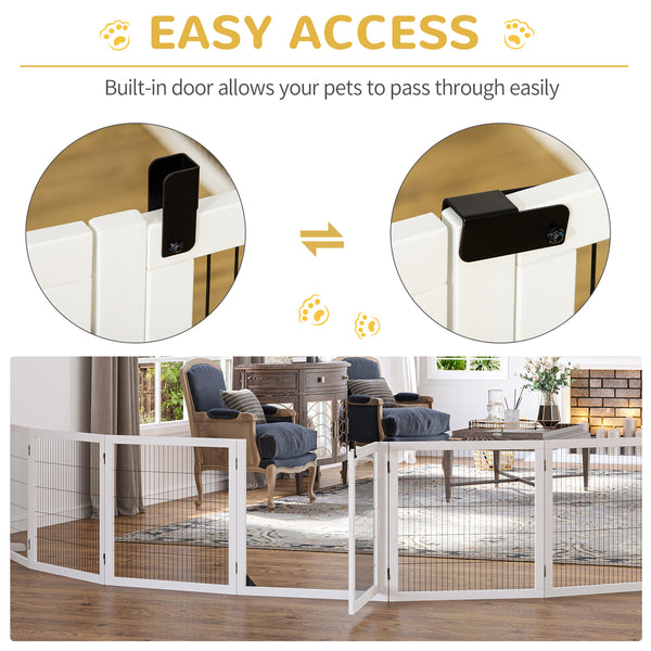 Freestanding wooden barrier with 2 support feet, white