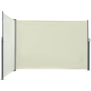 Double retractable outdoor privacy wall, cream white