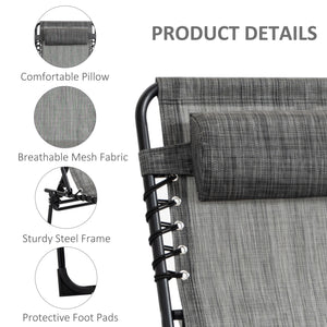 Folding chaise lounge with adjustable backrest and removable cushion, heather grey