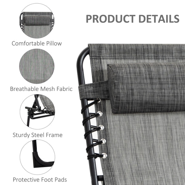 Folding chaise lounge with adjustable backrest and removable cushion, heather grey