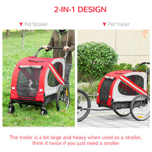 2-in-1 Dog Bike Trailer for Small and Medium Dogs, Red