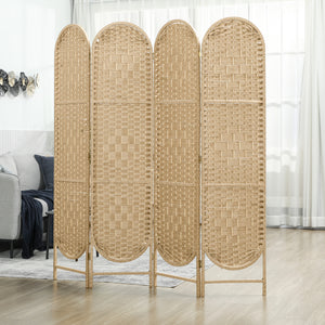 Bohemian 4-panel screen with arched top, made of natural wood