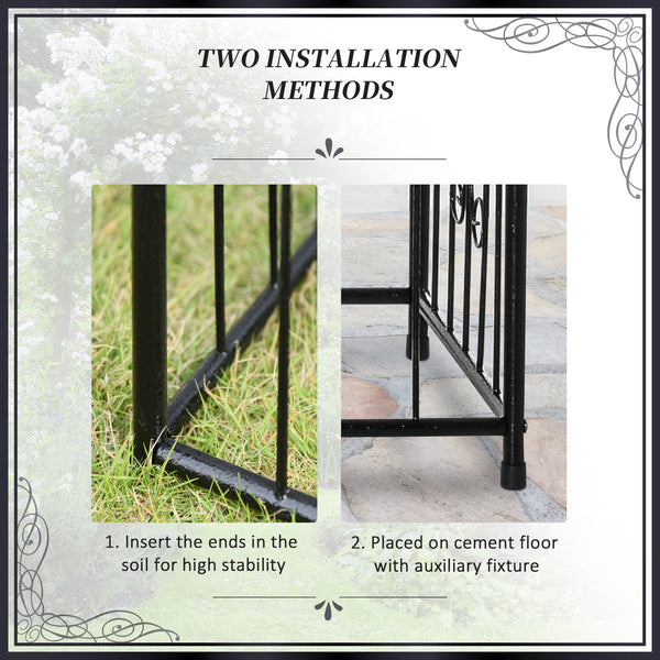 Metal garden arch with gate and 2 side planters