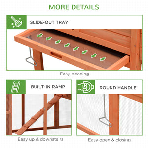 Wooden chicken coop, hutch, poultry cage, garden enclosure with kennel
