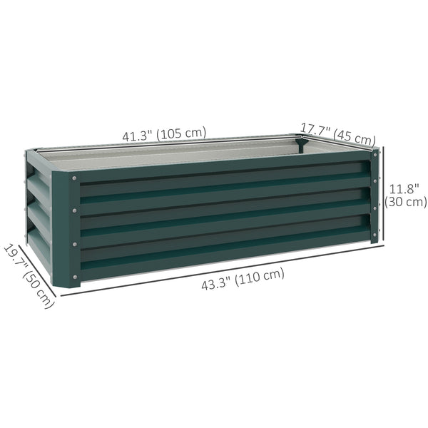 Set of 2 galvanized raised planters, green