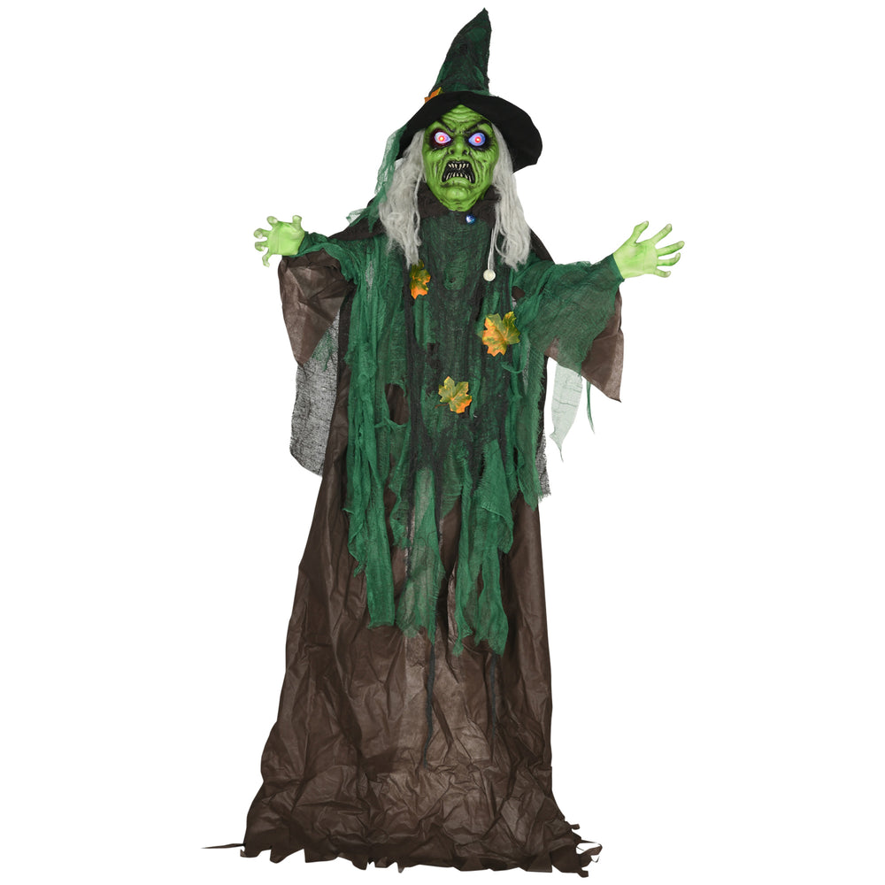 6ft Life Size Halloween Decoration, Animated Witch with Sound and Motion Activated, Light-Up Eyes, Spooky Sound