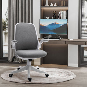 360° swivel office chair with breathable fabric upholstery, grey