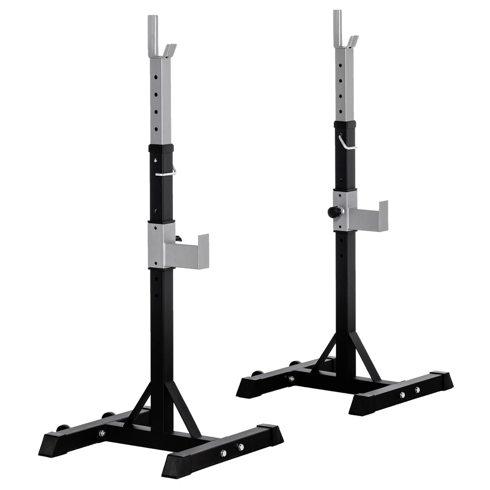 Adjustable barbell rack for squats and bench press, set of 2 – Black