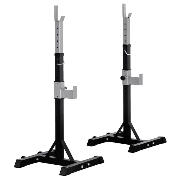 Adjustable barbell rack for squats and bench press, set of 2 – Black