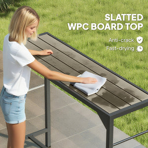 Outdoor bar table with integrated bottle opener 