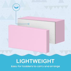 Set of 7 modular soft foam climbing blocks for children, pink/purple