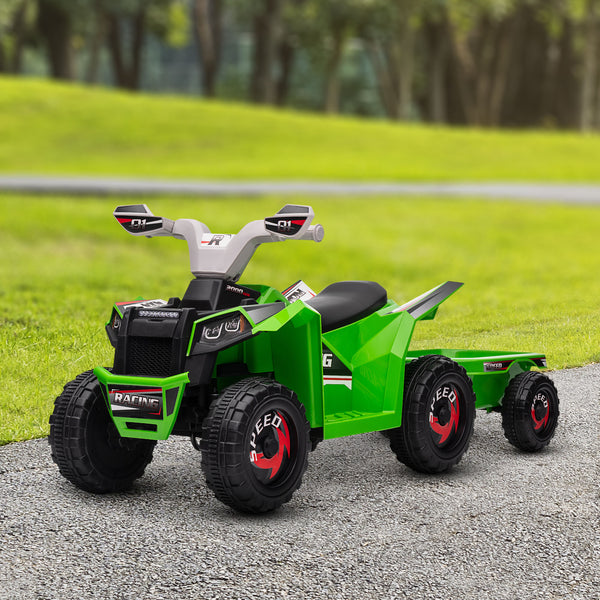 6V ATV with rear trailer, green