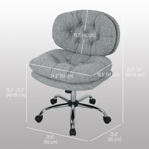 Office chair without armrests, wide and padded seat, grey