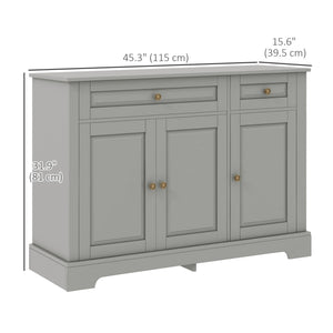 Modern buffet with 2 drawers and adjustable shelves, ideal for the dining room, gray.