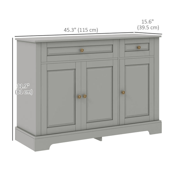 Modern buffet with 2 drawers and adjustable shelves, ideal for the dining room, gray.