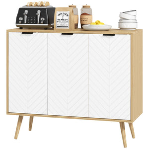 Modern sideboard with adjustable shelves and 4 doors, natural