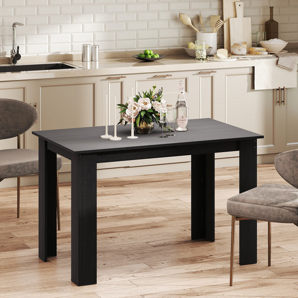 Kitchen table for 4 to 6 people, wood effect, black